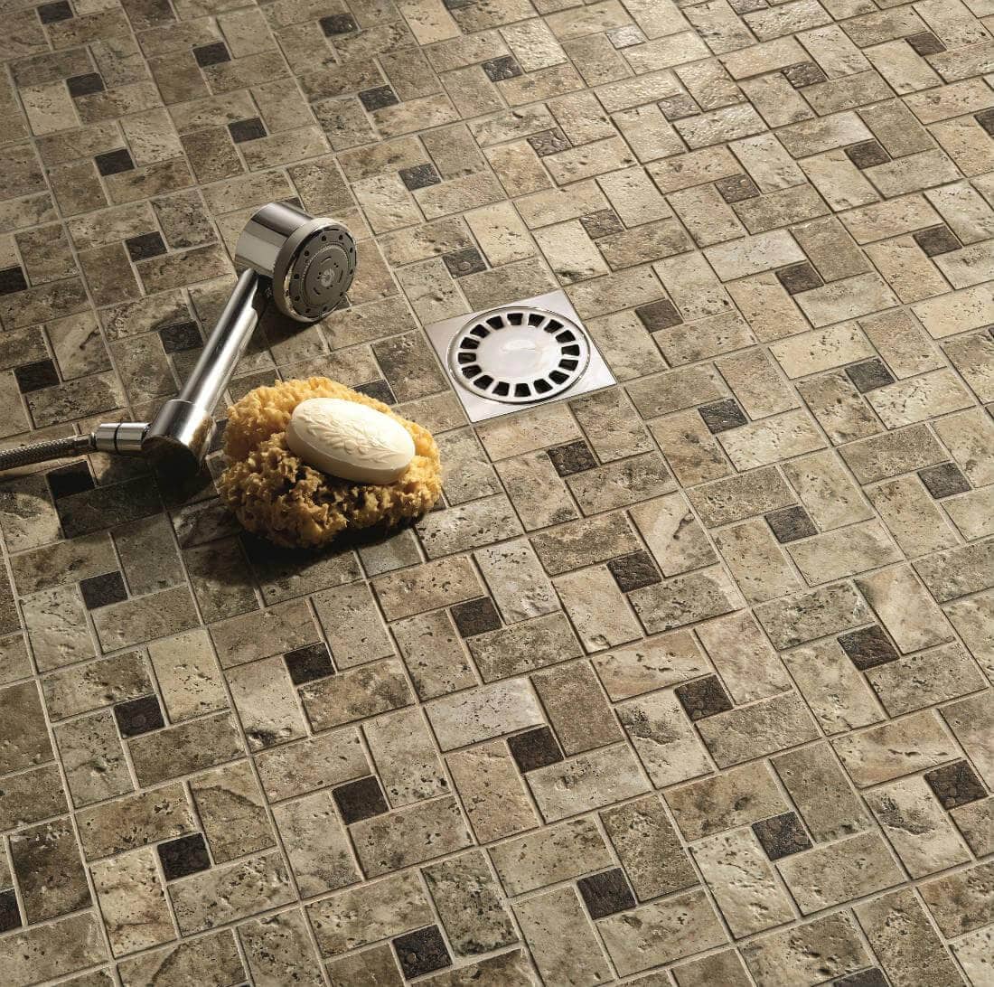Windmill mosaic tile shower floor