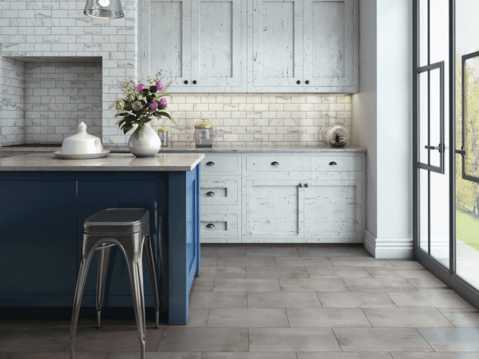Beautiful kitchen with ceramic tile floor