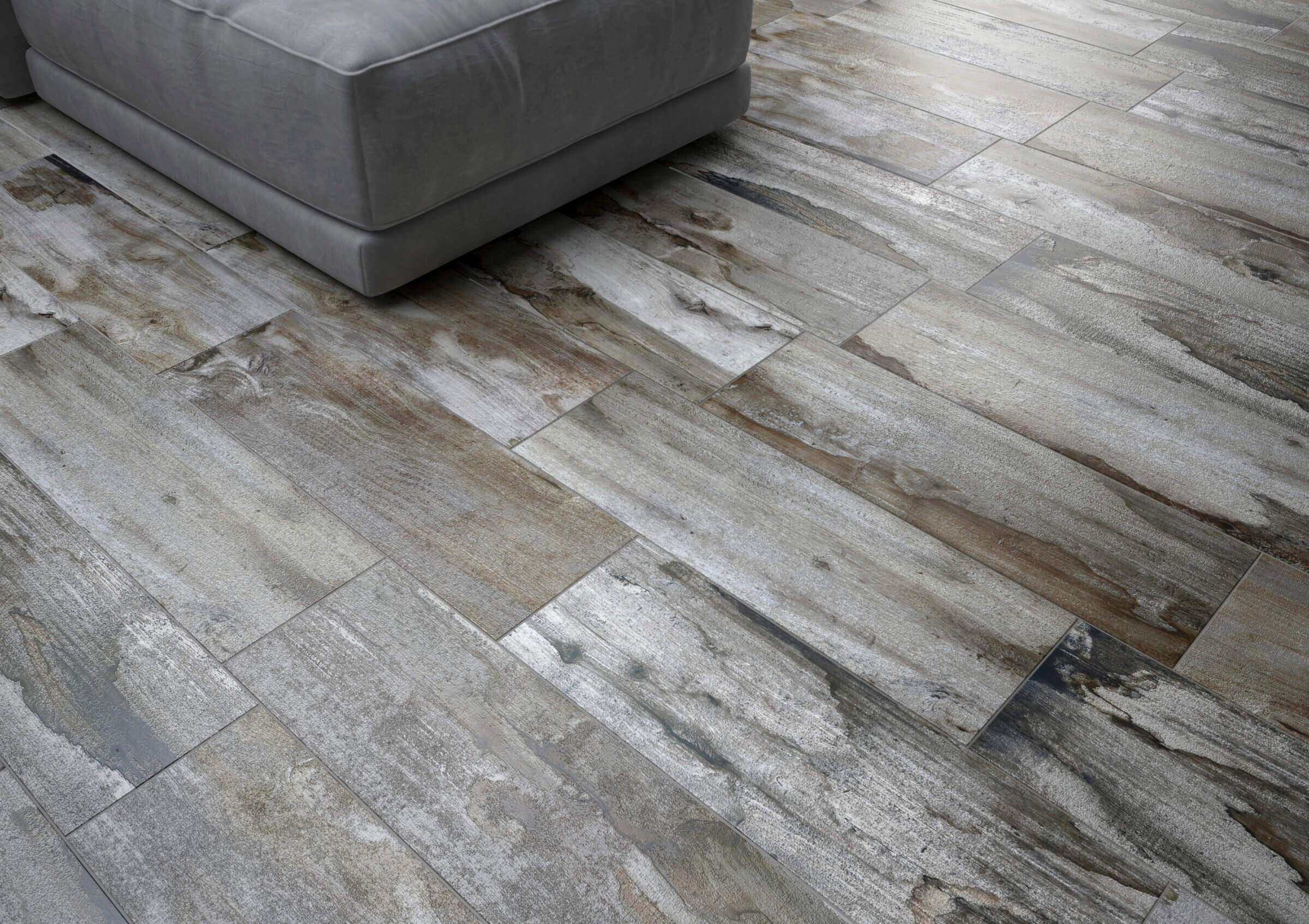close-up look of refined natural wood look flooring tile