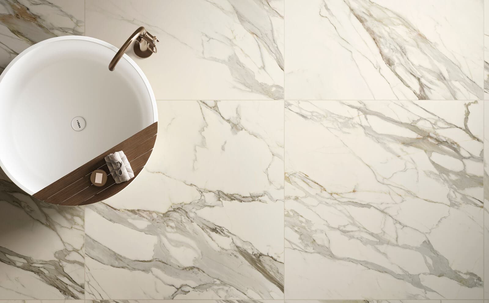 White Marble-Look Porcelain and bathroom sink