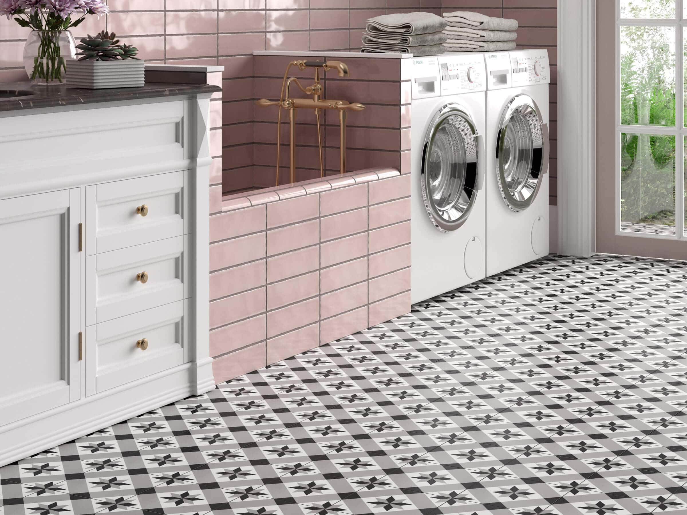 pink laundry room tile fun design ideas