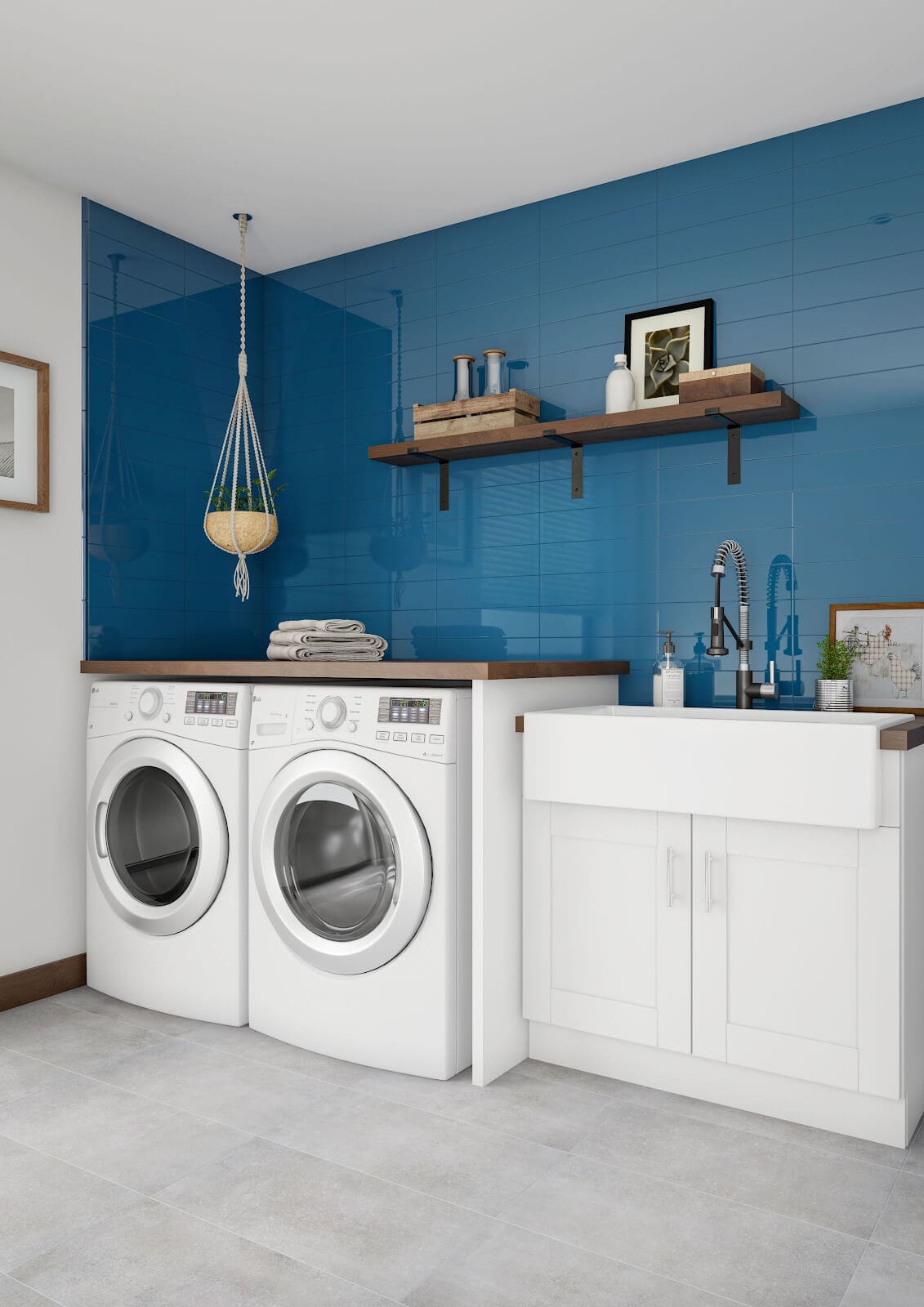 blue and white laundry room tile fun design ideas