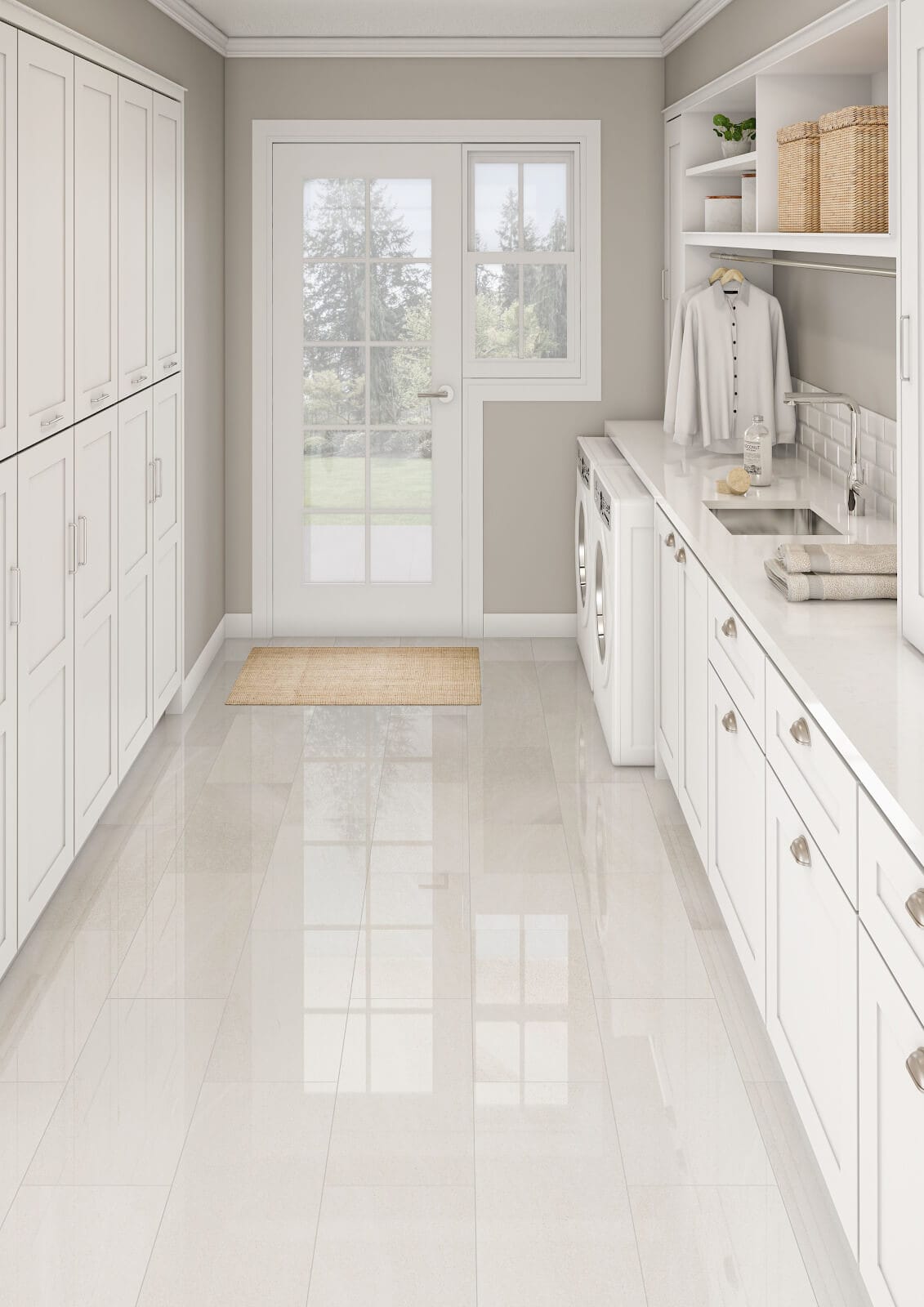 White luminous with ceramic tile flooring