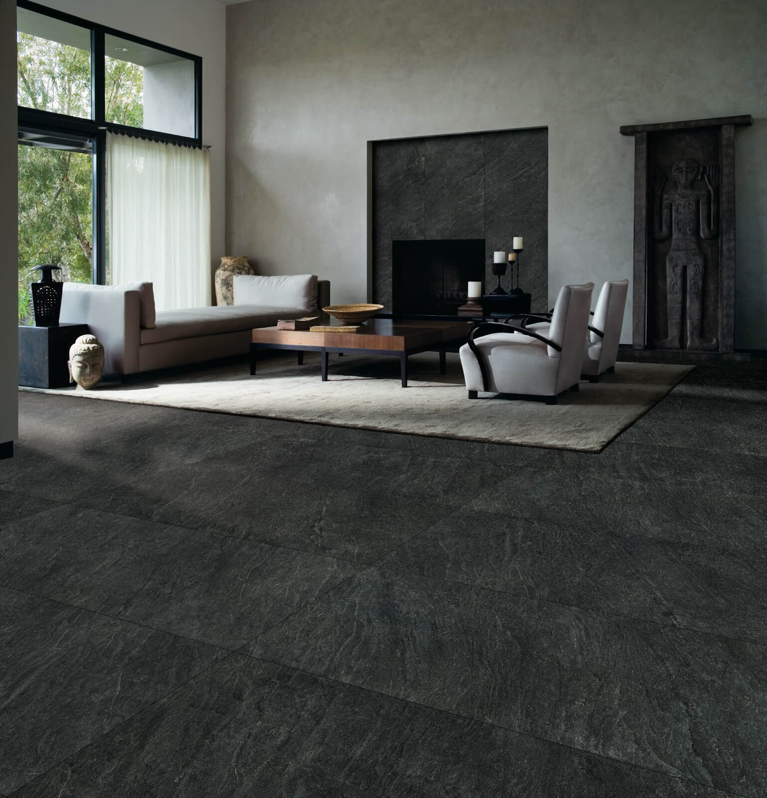 Stone-look XXL tile flooring