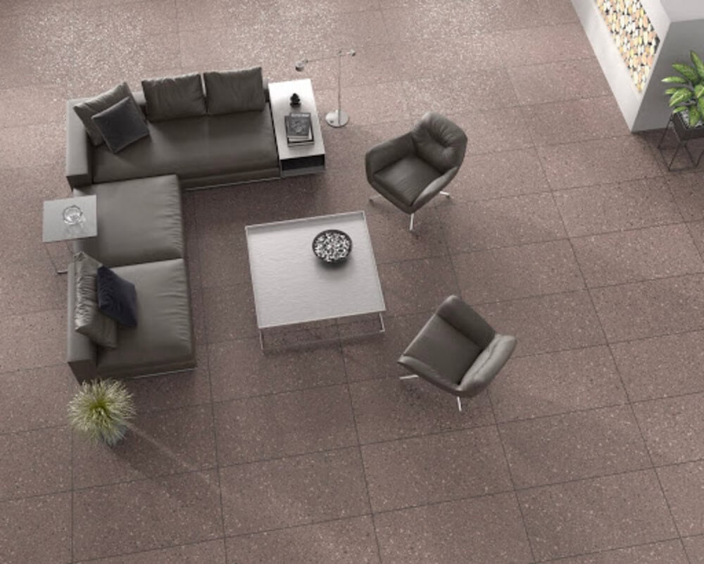 Terrazzo-look tile designs used indoors