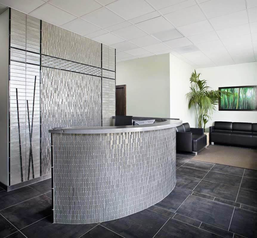 Business reception with Corridor floor tile pattern