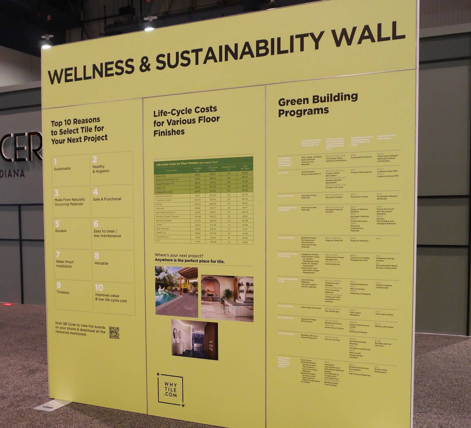 wellness and sustainability wall, tile trends from coverings '22 showcase