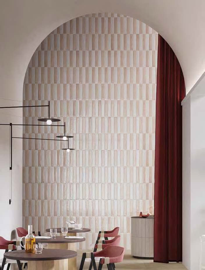 3D wall tile in pink and white