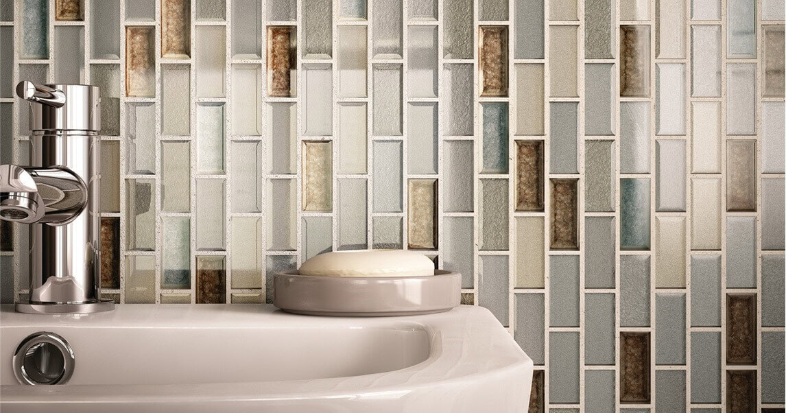 Bathroom sink with vertically offset or stacked pattern