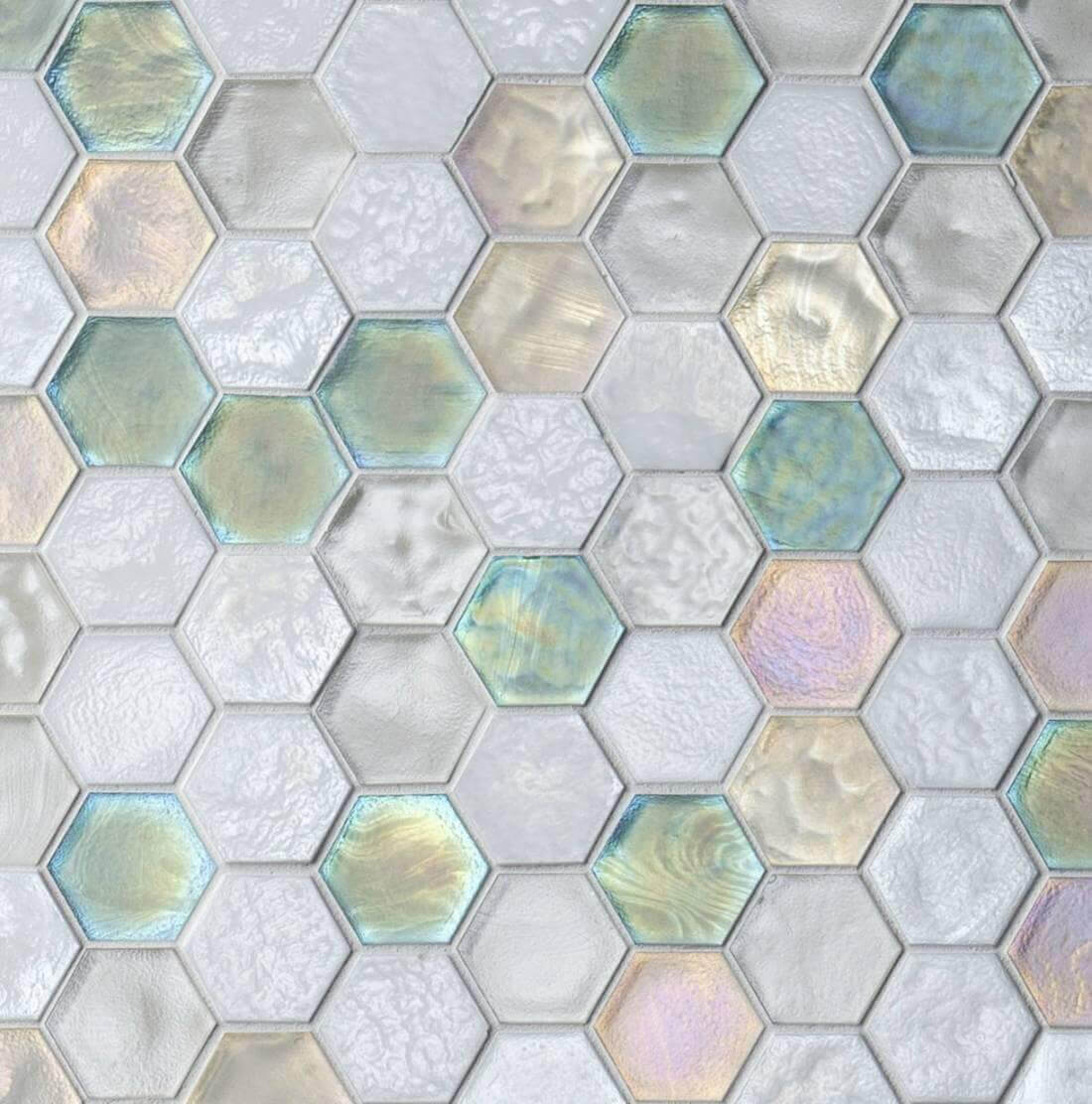 Hexagon mosaic tile in pastel tones