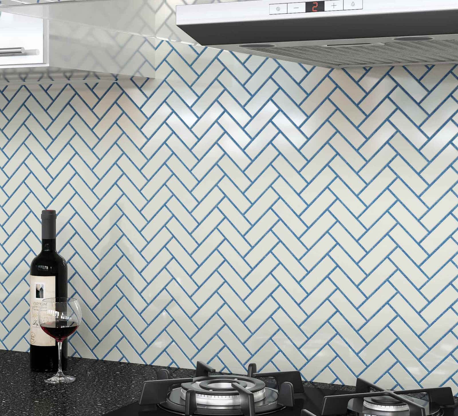 white subway tile with colored grout