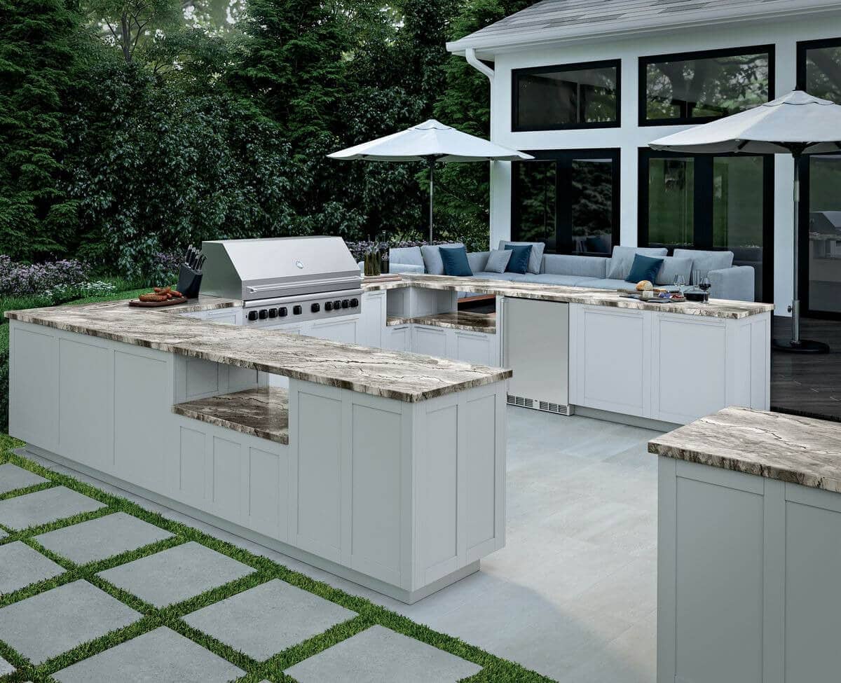 outdoor kitchen with ceramic tile for a versatile look