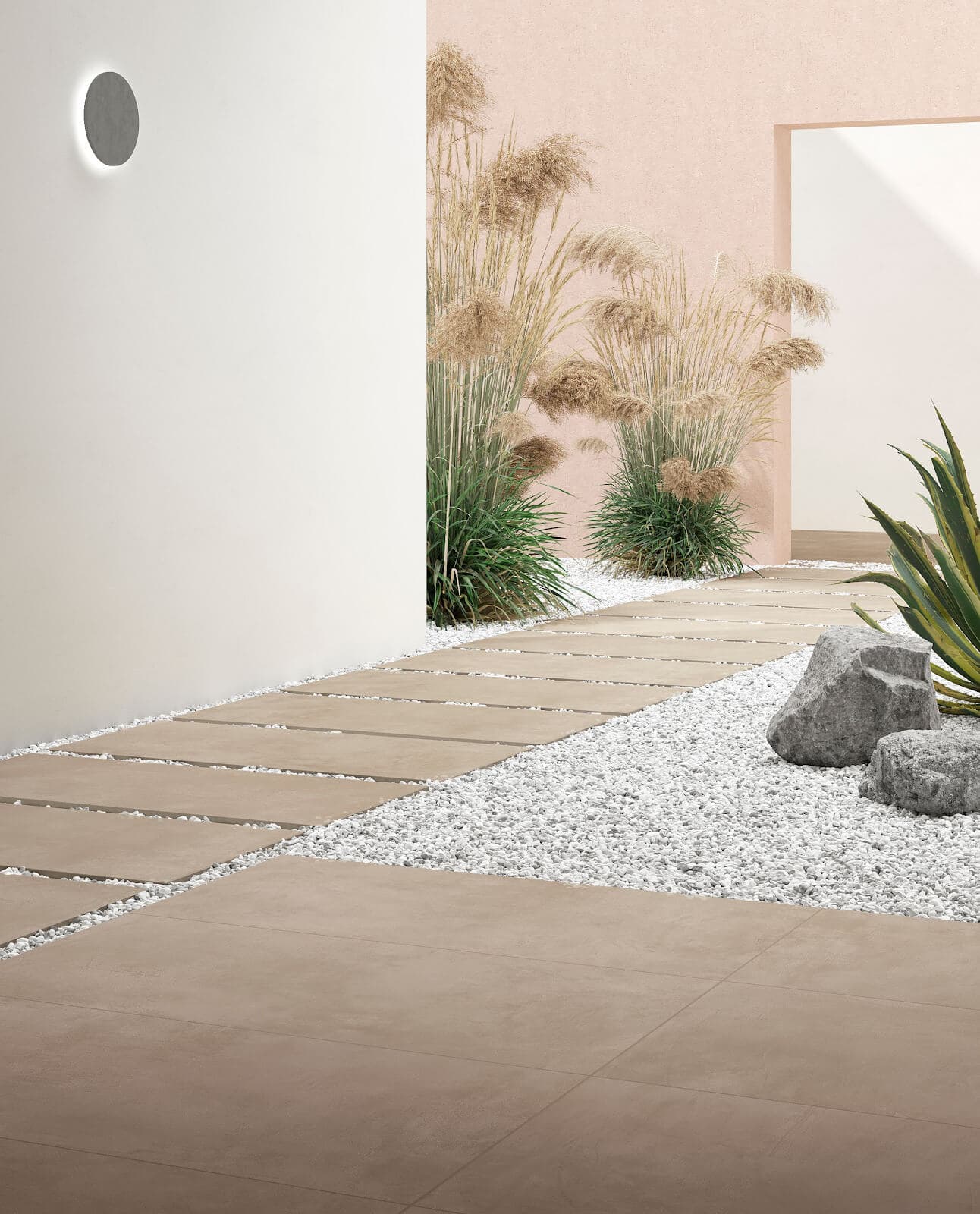 beautiful patio with ceramic tile sidewalk 