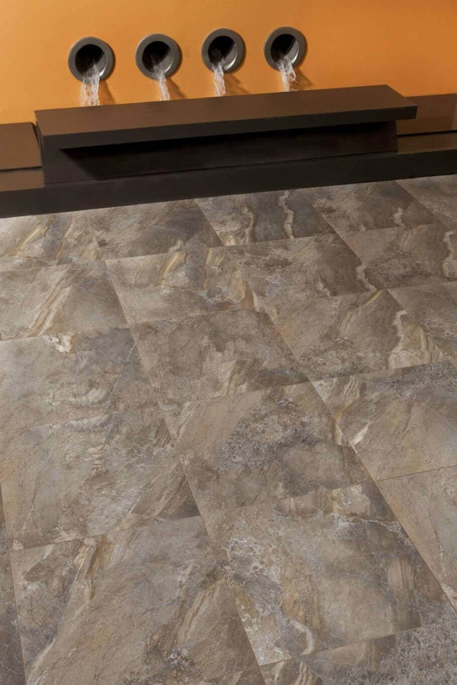 Brown rectified tile with precise, crisp edges