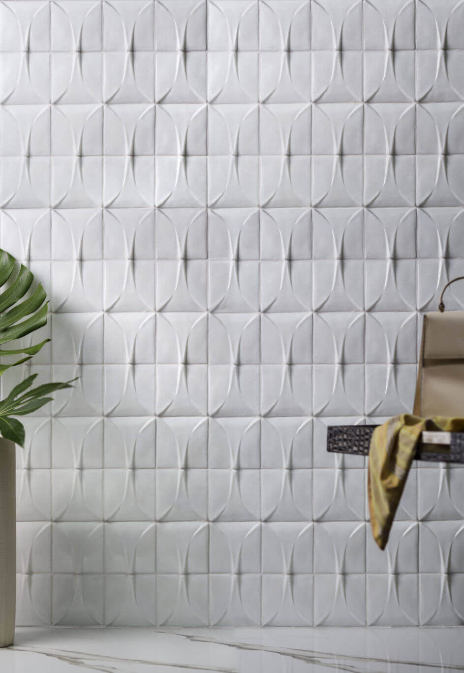 bigger-look room with white wall tile