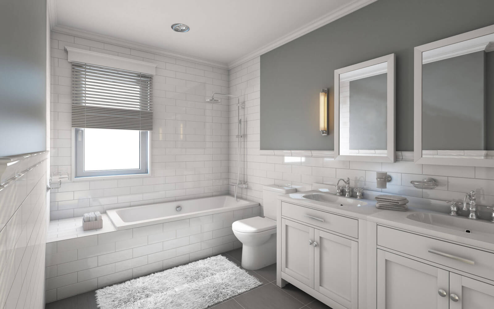 traditional white subway tile shower