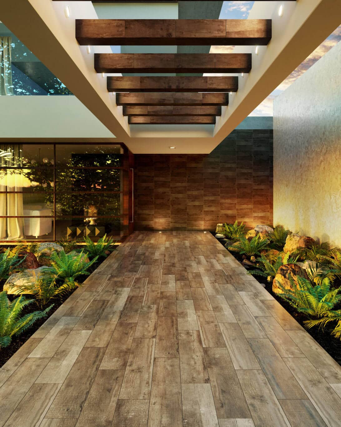 wood-look flooring for outdoor entryway