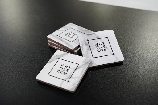 Tile coasters with w¡hy tile's logo