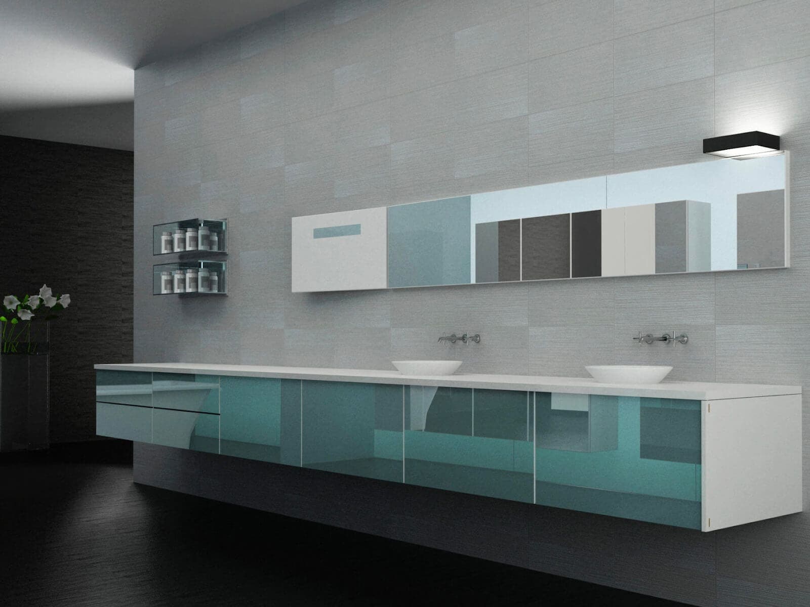 Bathroom with Off-white tile with variegation