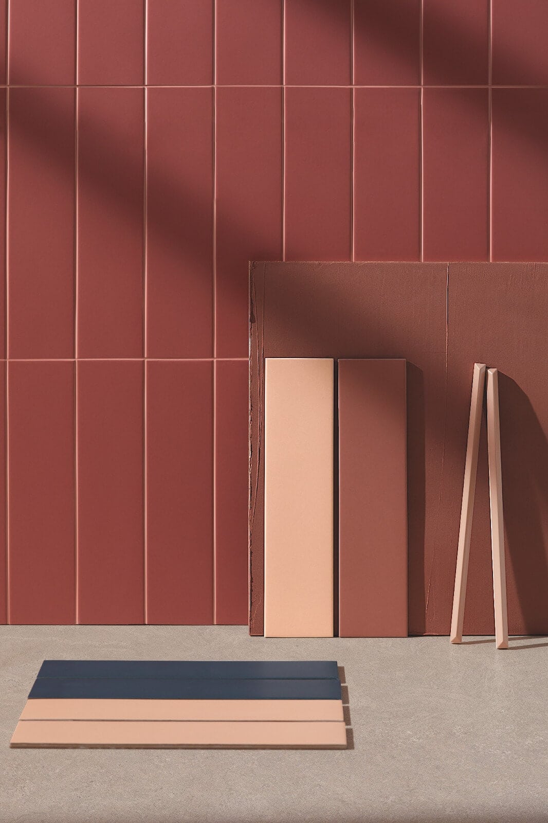 Brick-hued tile in earthy jewel tones for wall