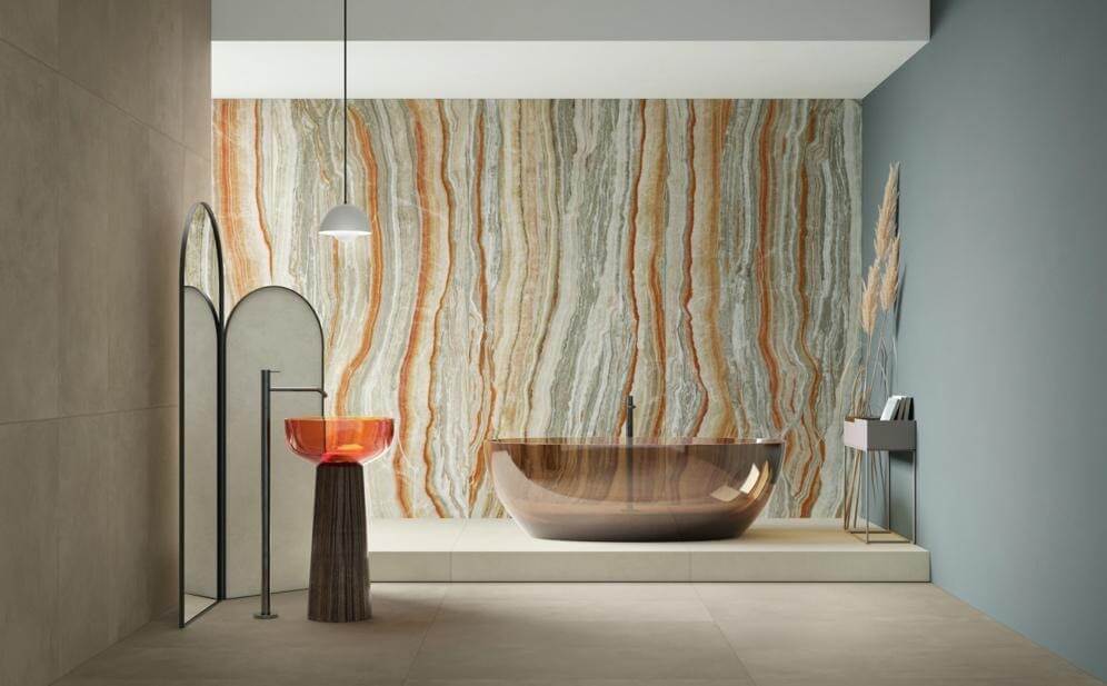 Precious- and Gemstone-Style tile for bathroom