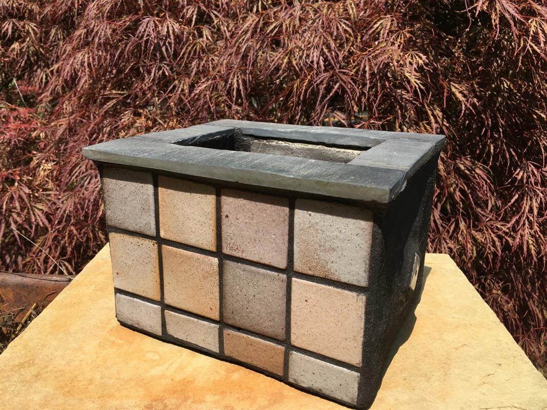 Planter box with earth tones and natural vibe made by Gloria Kosco
