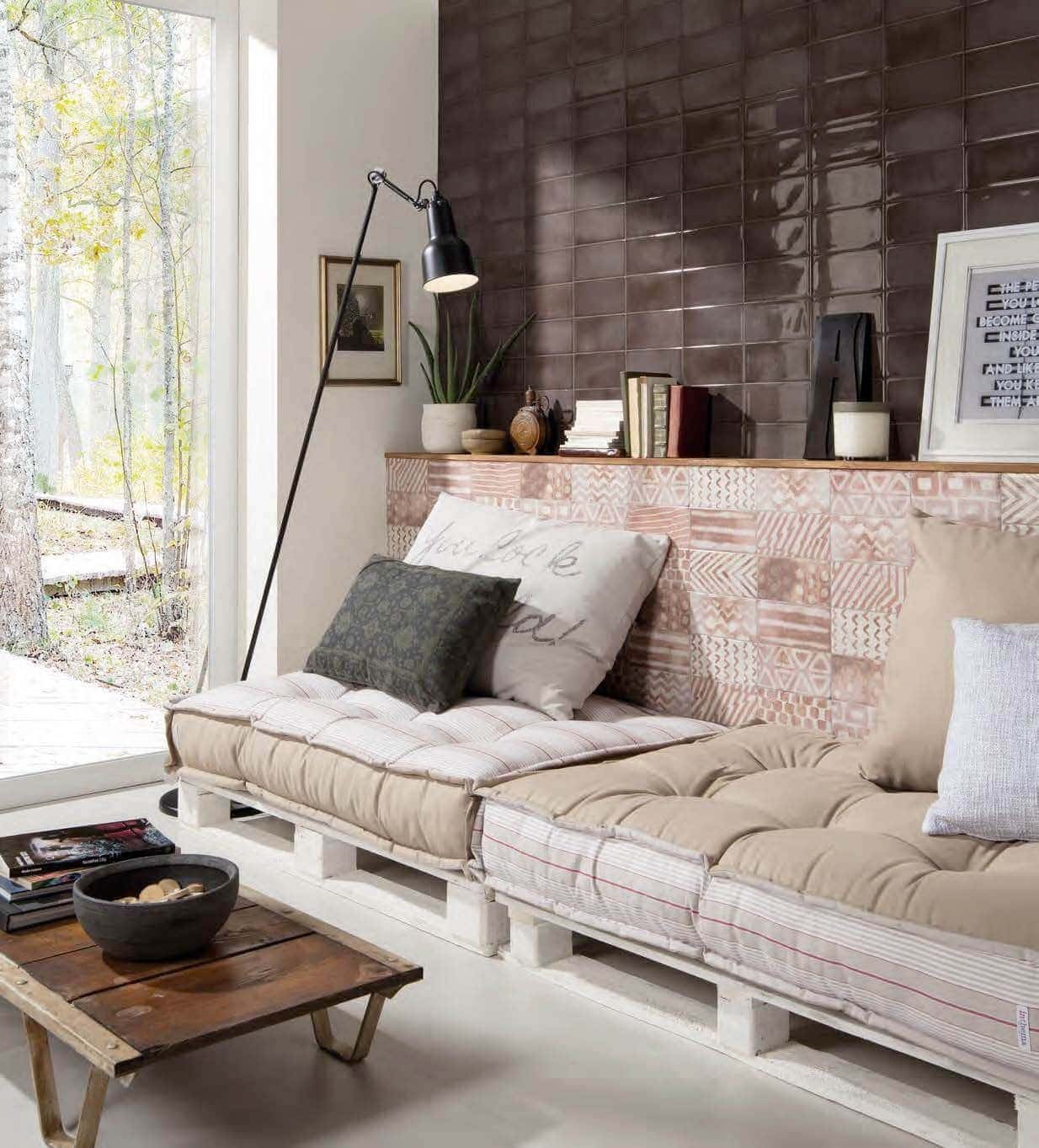 Blush pattern tile for living room