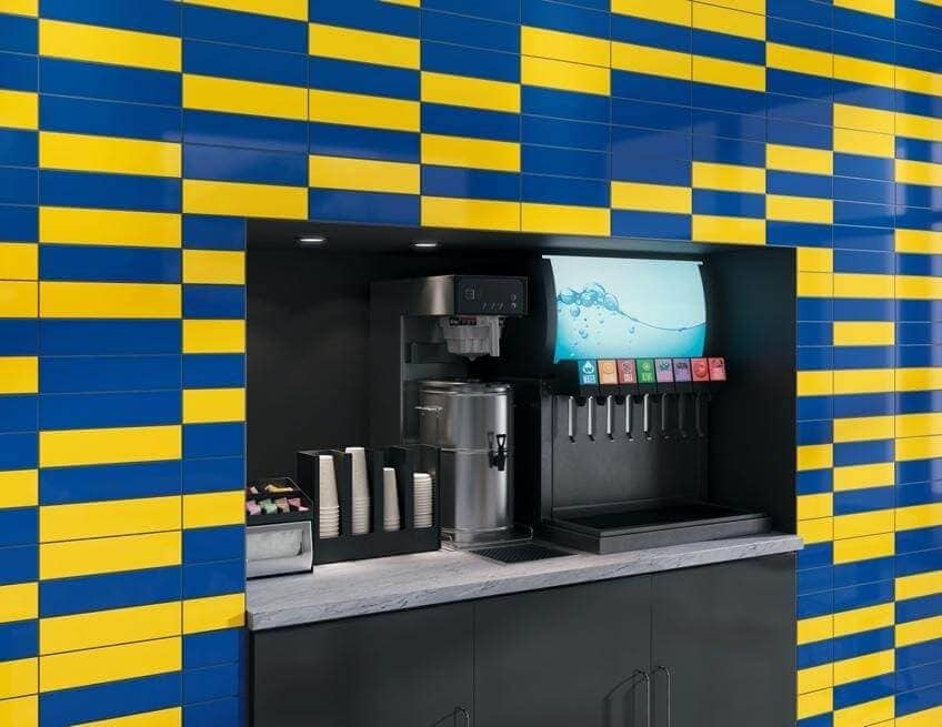 Psychedelic blue and yellow, retro wall tile