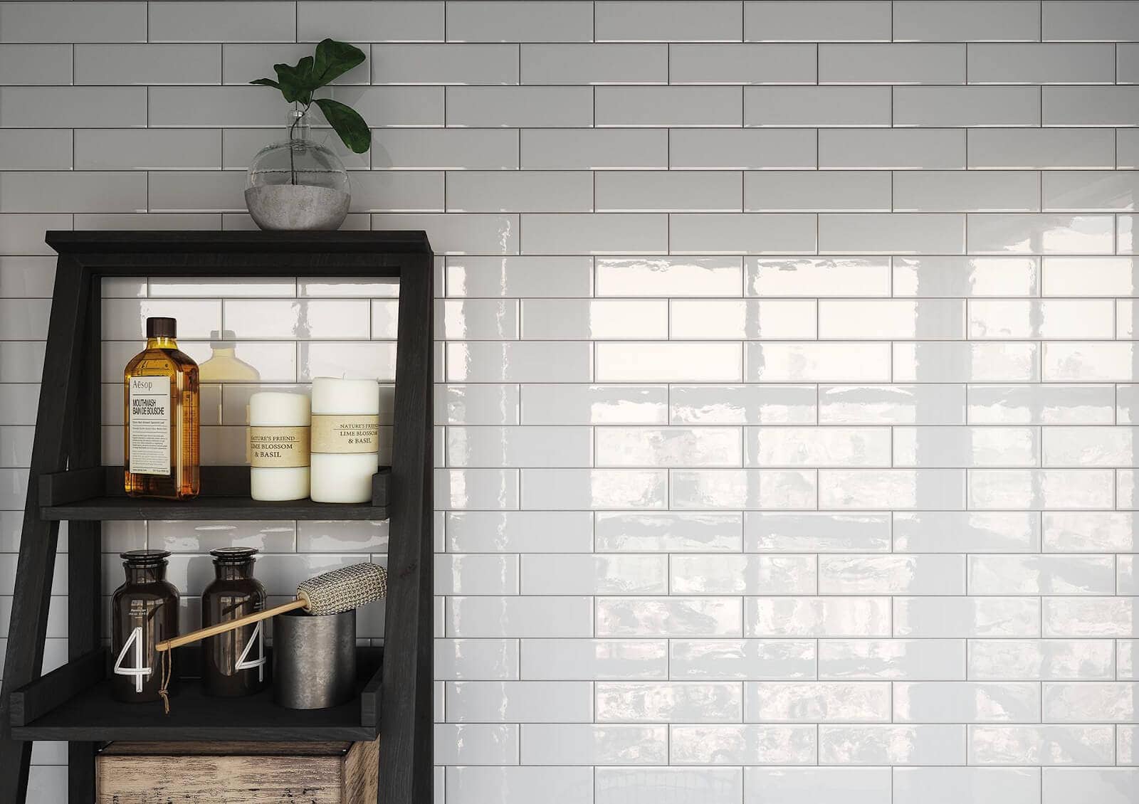 Powder Room Subway Tile Wall